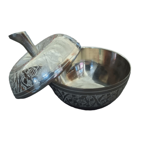 Шкатулка латунная Яблоко (гравировка, эмаль) белая,  6 х 6 х 6,5 см, ШК001 фото 4
